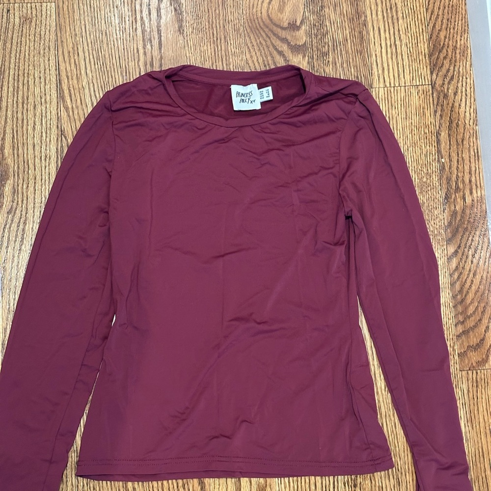 Princess Polly Red Fitted Long Sleeve T-Shirt